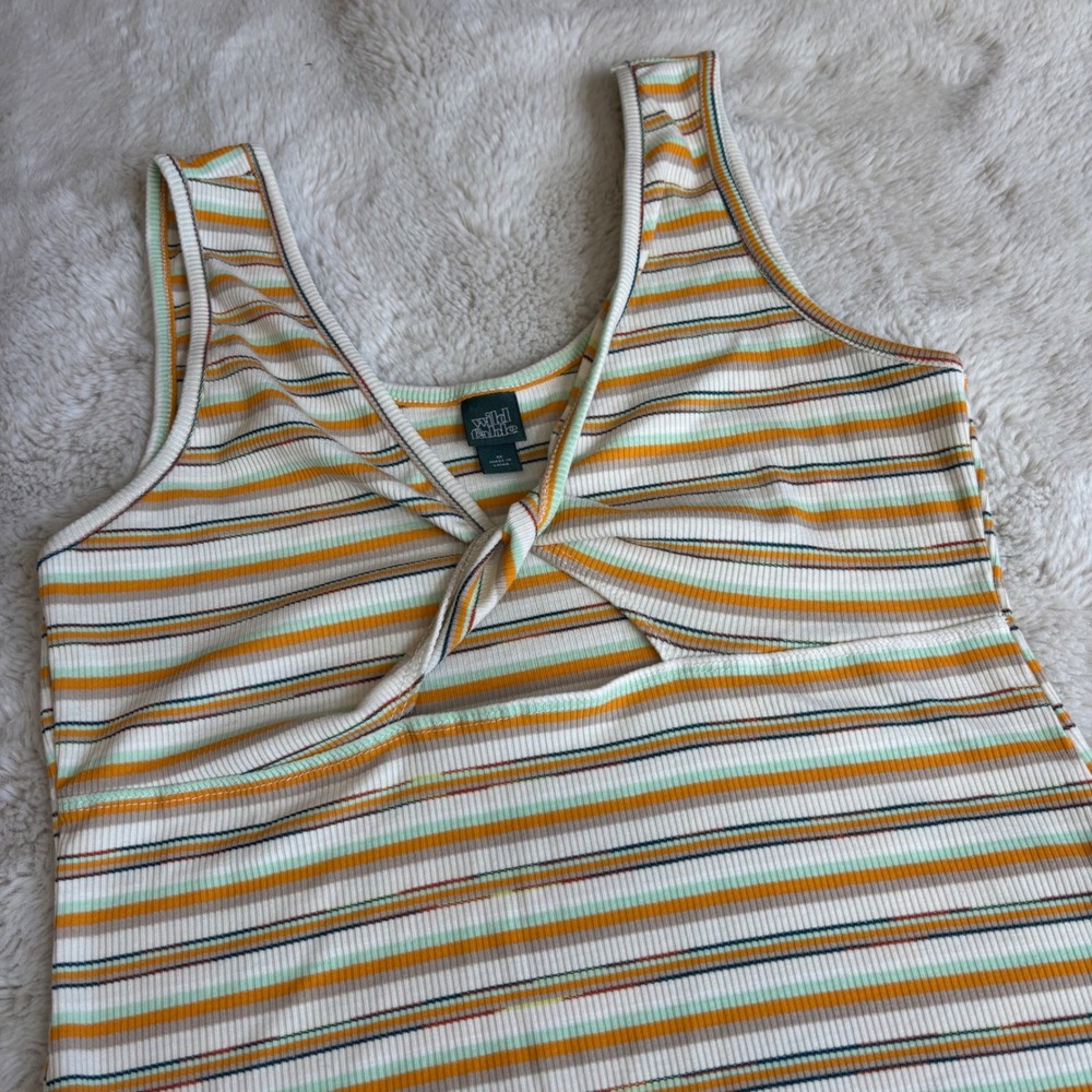 Wild Fable Bodysuit Womens Medium Multicolor Twist‎ Front Ribbed Striped